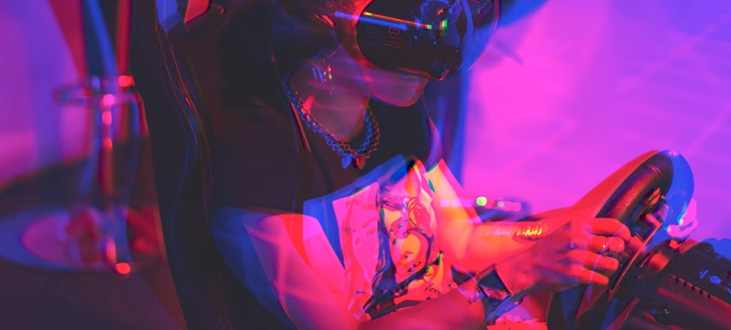 women with VR goggles