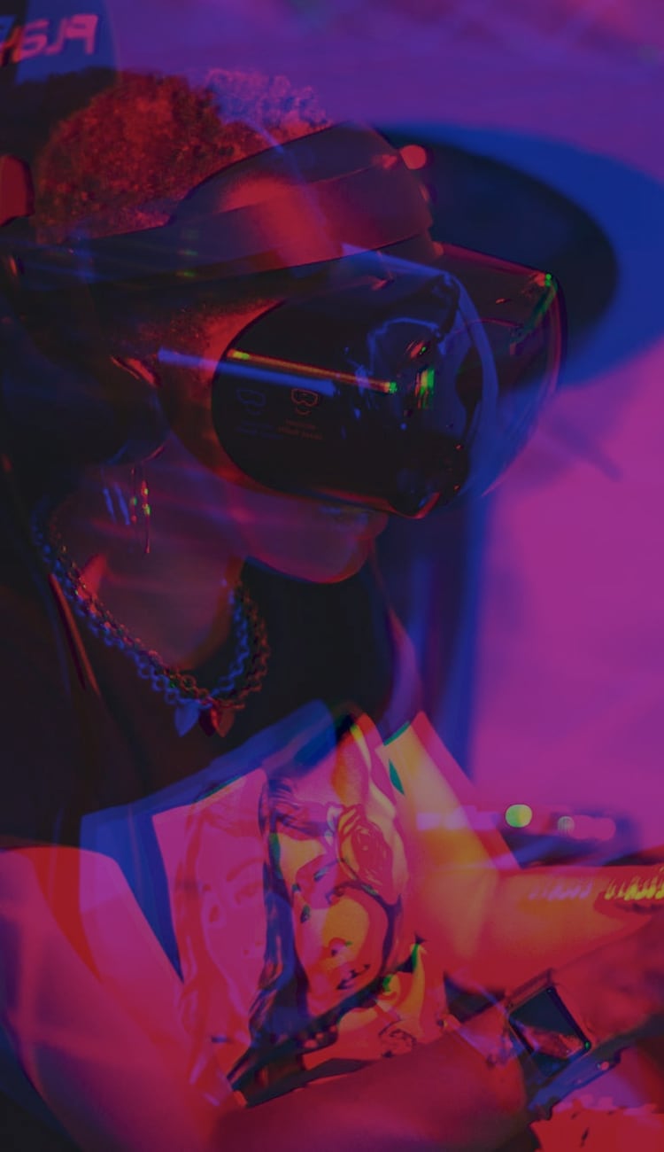 women with VR goggles