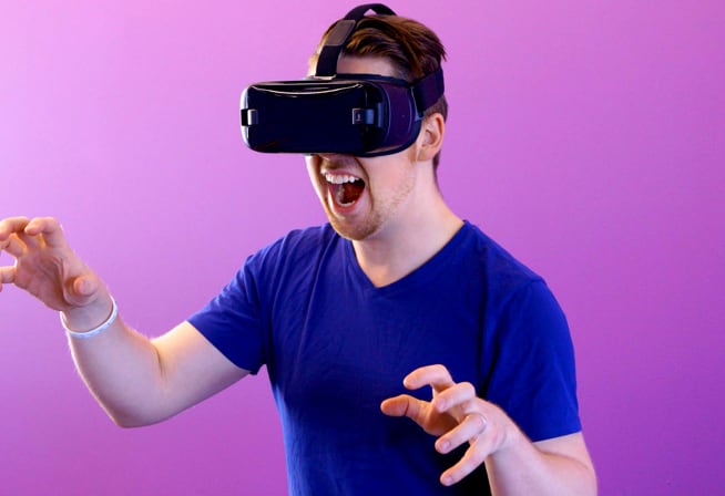 a man with VR goggles